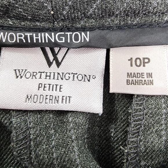 Worthington Modern Fit Striped Mid Rise Flare Leg Trouser Pants Size 10P Gray - Picture 4 of 10